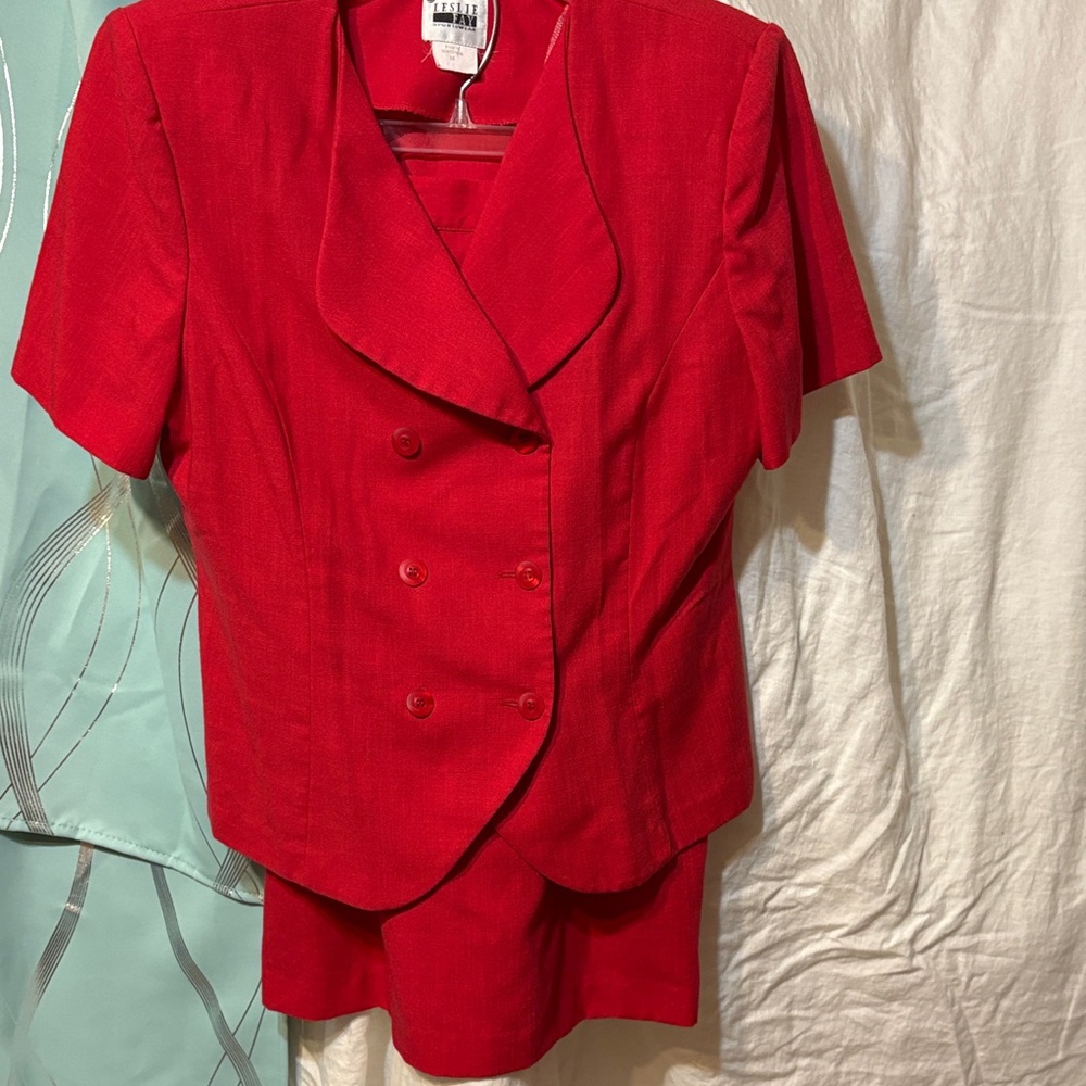 Leslie Fay Red Short-Sleeve Blazer
